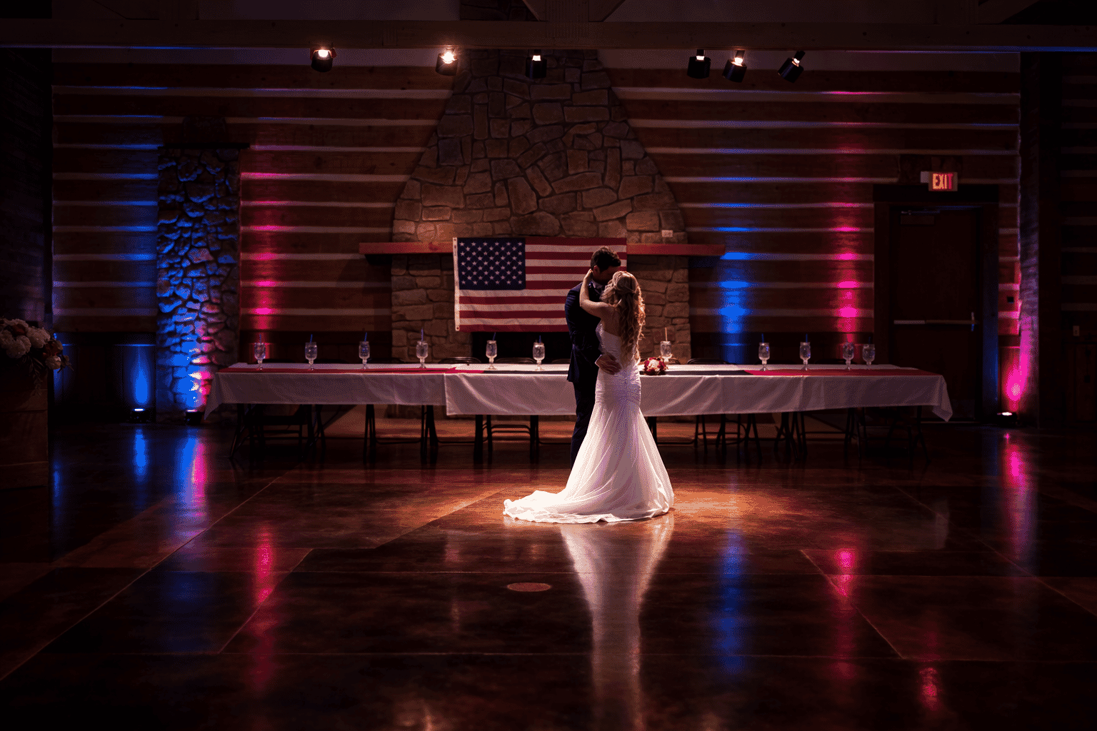 Bride and groom share first dance with Wedding DJ in Evansville IN.