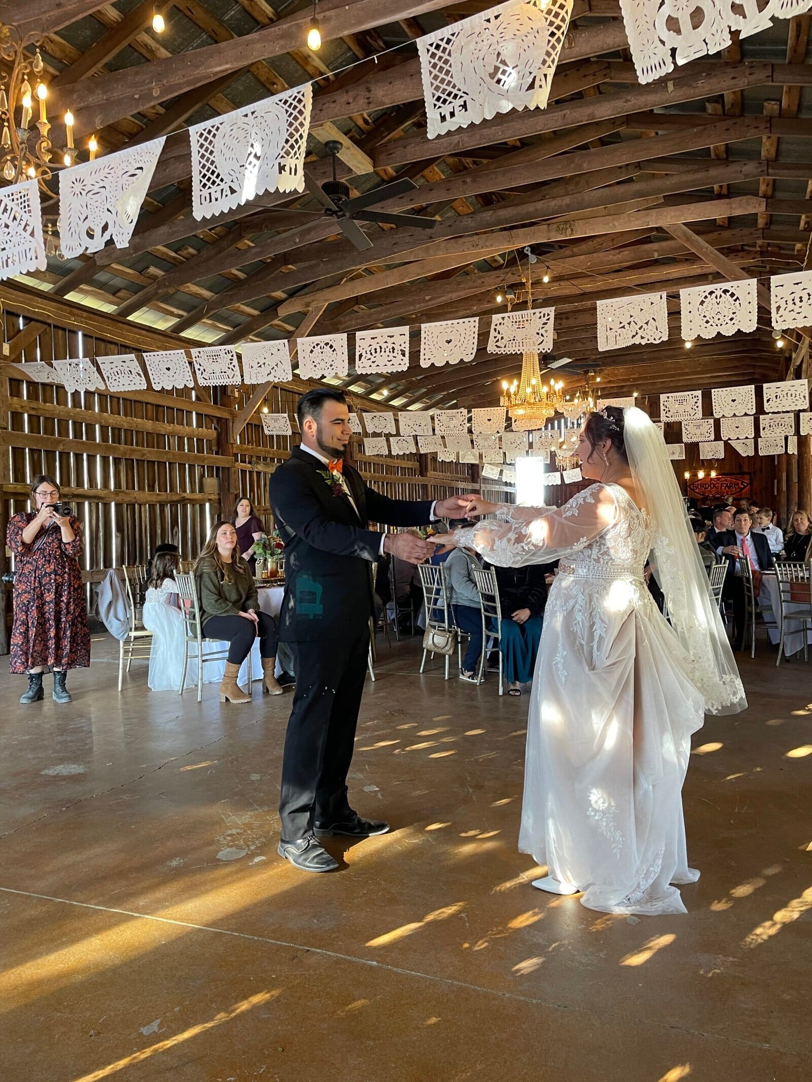 About Us 15 Bride and Groom First Dance at Barn Venue