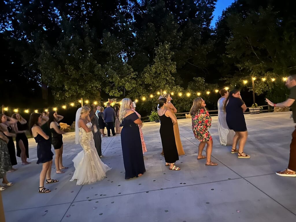 Madisonville Kentucky Wedding DJ 8 Wedding guests on the outdoor dance floor at Mahr Park