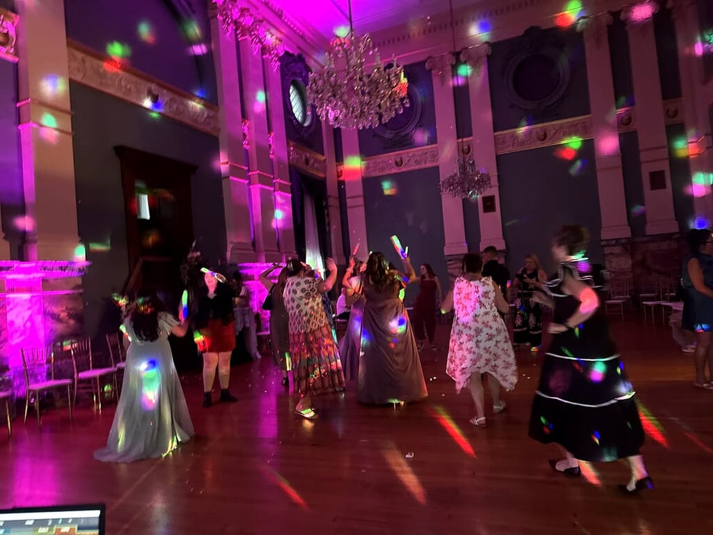 Evansville’s Premier Wedding DJ & MC 24 Dance floor with lighting at the Old Courthouse wedding in Evansville