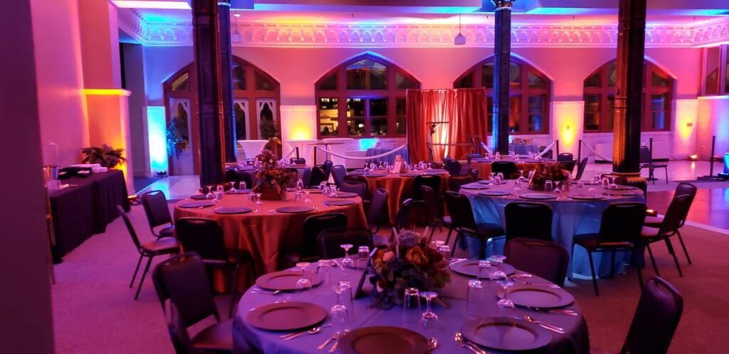 Evansville’s Premier Wedding DJ & MC 15 Wedding uplighting at the Old Post Office in Evansville
